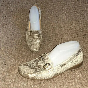 MEPHISTO-Gold Snake Skin Leather Loafer/Driving Shoe-Cool-Air-Size 9-Excellent